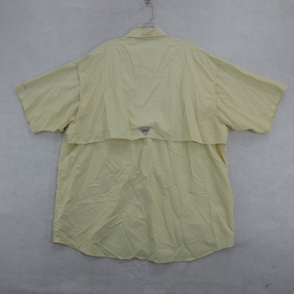 Columbia Men's Shirt XL PFG Fishing Short Sleeve Chest Pocket Yellow Omni-Shade - Picture 2 of 13